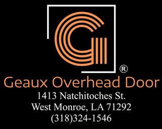 Logo for Geaux Overhead Door, West Monroe, LA, orange stylized 