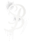 White spray-painted script letter 