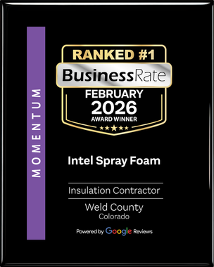 BusinessRate award badge for Intell Spray Foam, ranked #1 February 2026.