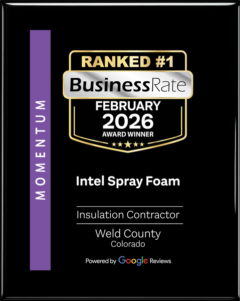 BusinessRate award badge for Intell Spray Foam, ranked #1 February 2026.