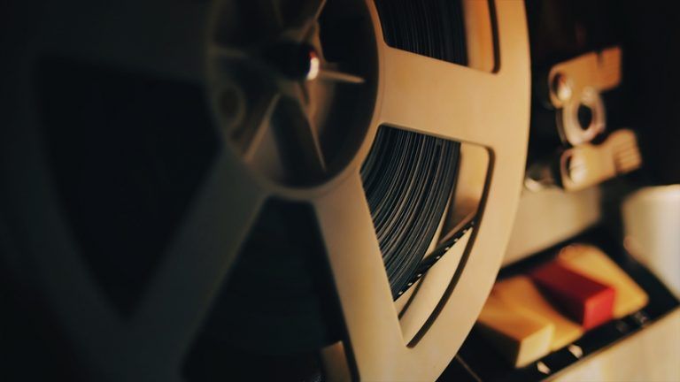 Close-up of a reel with a film.