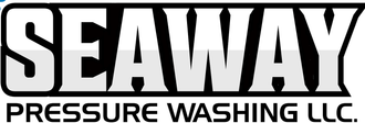 The logo for seaway pressure washing llc is black and white.