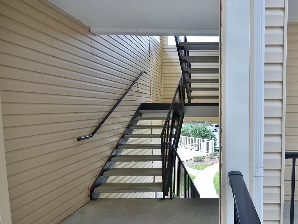 Stairs leading up to the second floor of a building