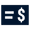 A dollar sign and equals icon on a blue background.