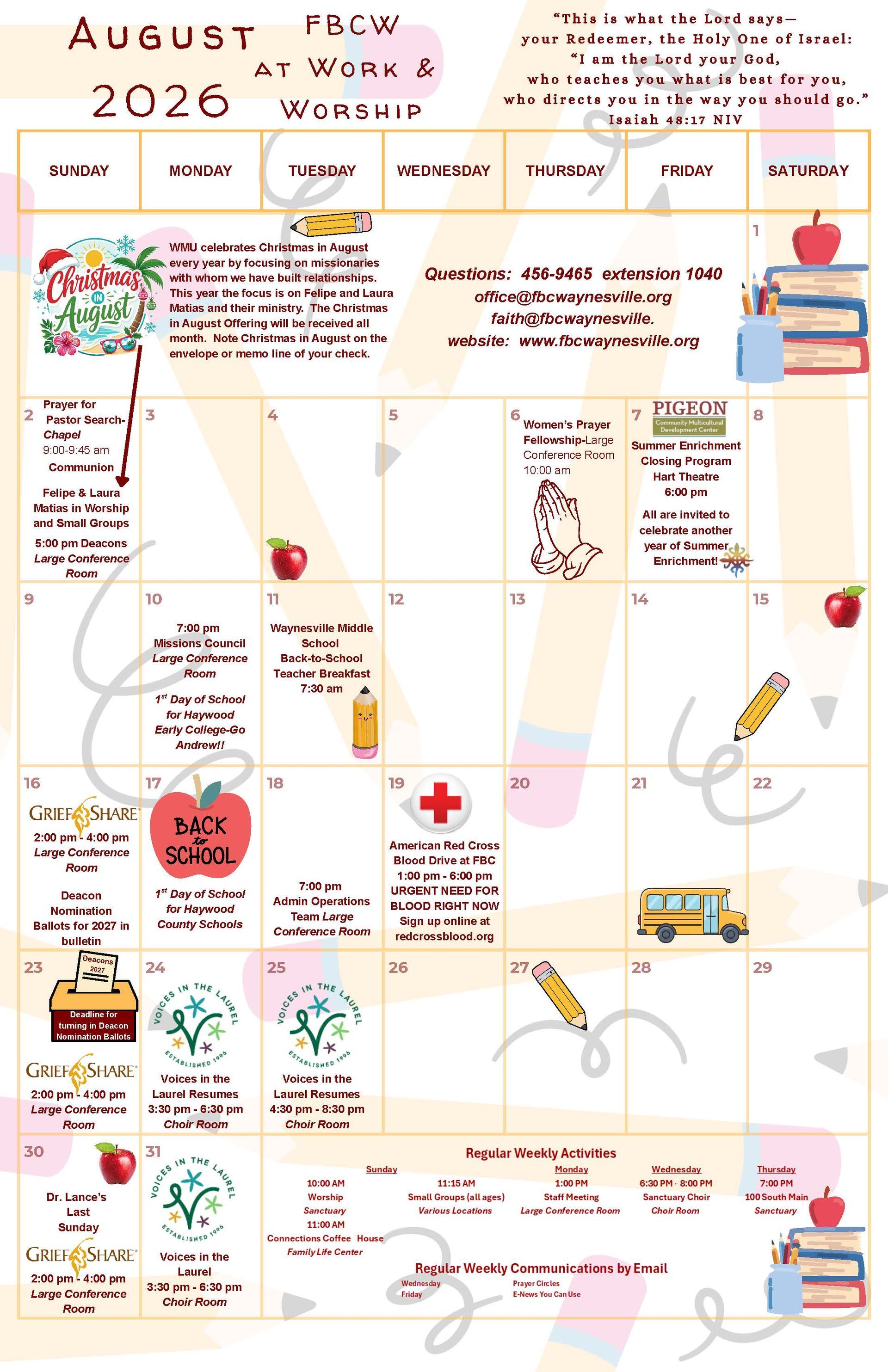 December 2025 calendar with festive decorations and holiday themed events.