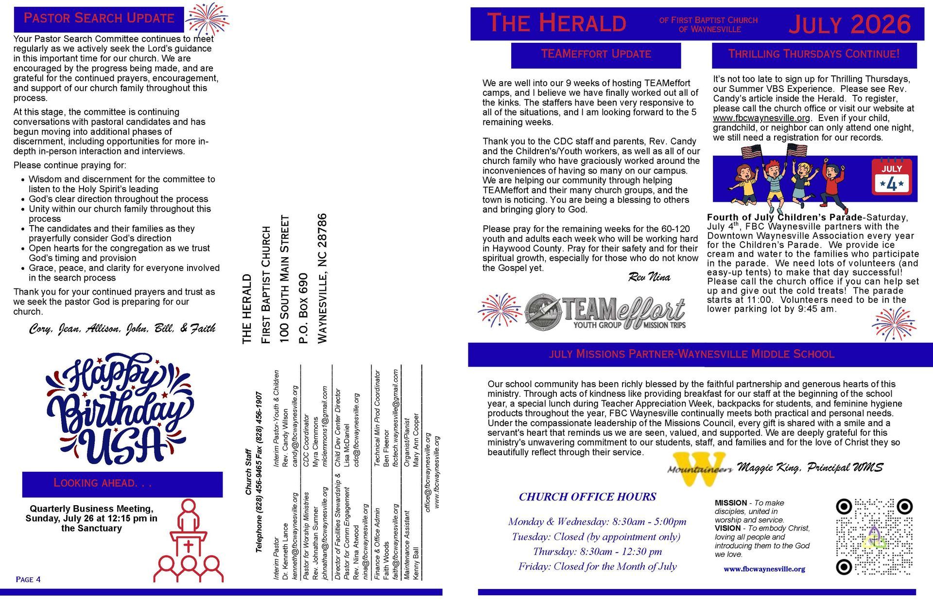 A newsletter. Title: The Herald, December 2025. Featuring religious event notices and announcements.