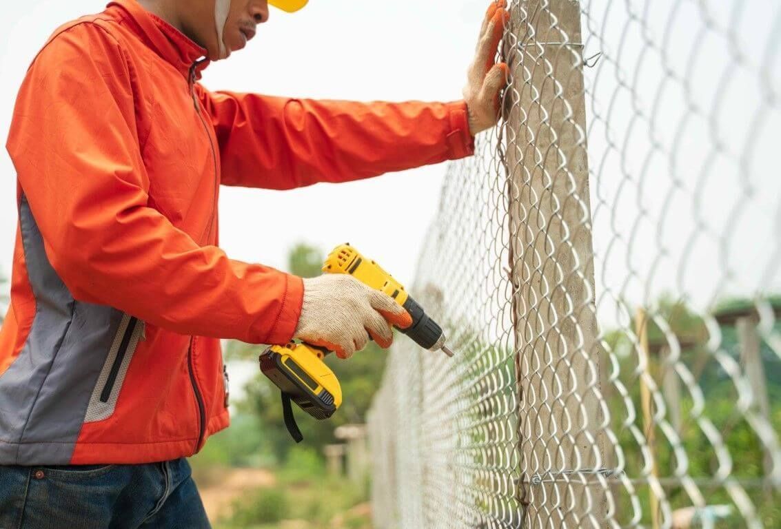 Chain Link Fence being repaired at a Chandler Home