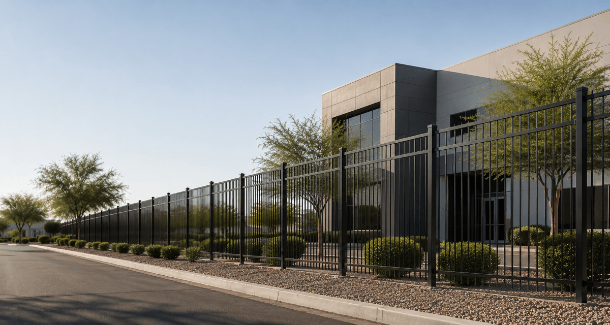 Commercial fencing installed for a Chandler business