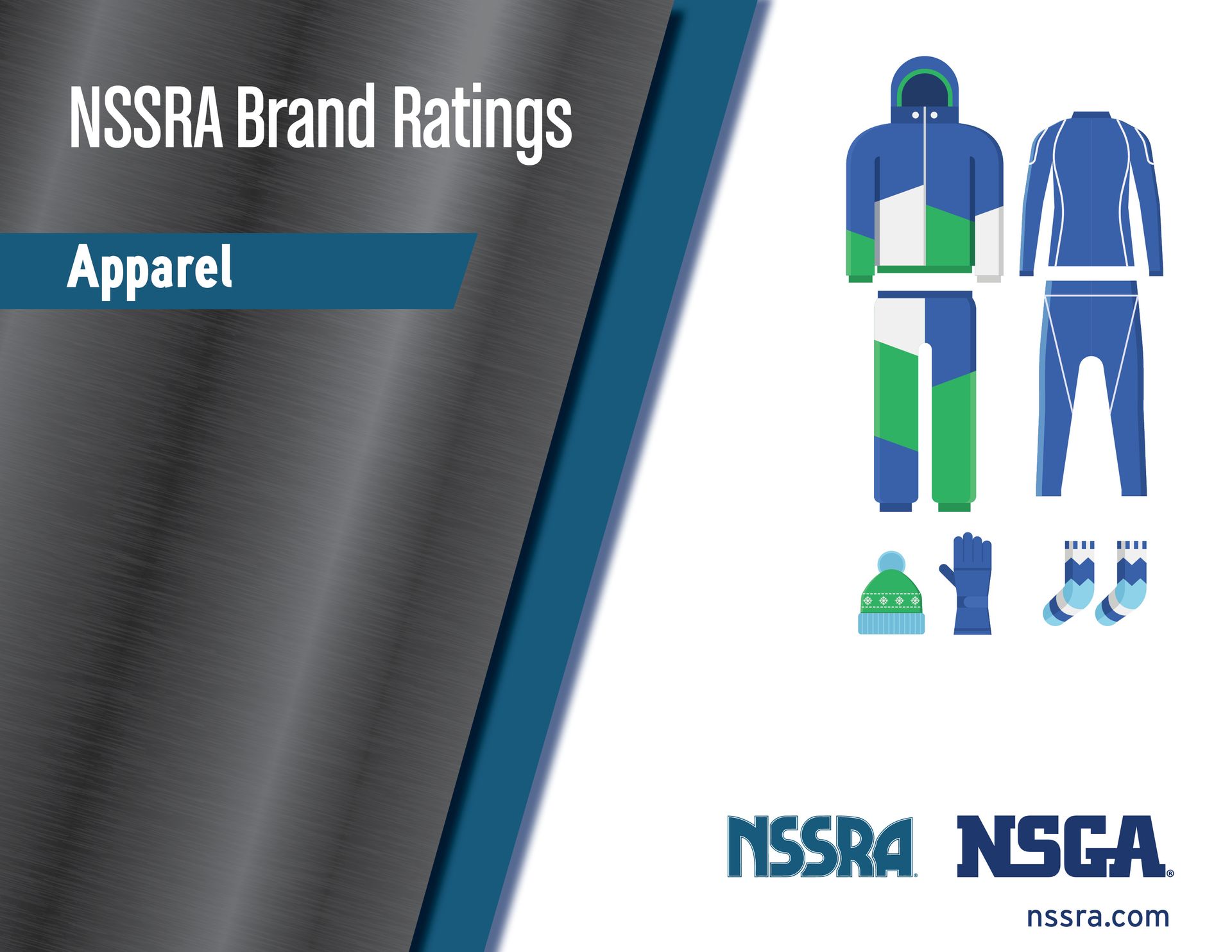 An advertisement for nssra brand ratings apparel