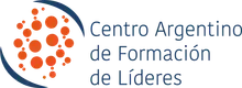 Logo de Centro Argentino de Formación de Líderes, con círculos naranjas y texto azul.