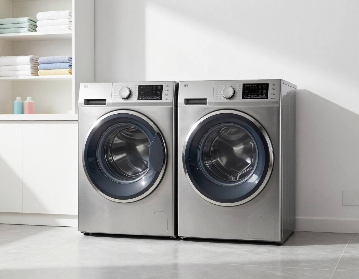 Modern laundry room with side-by-side washer and dryer