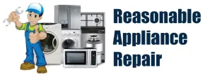 Cartoon repairman with wrench and appliances, 