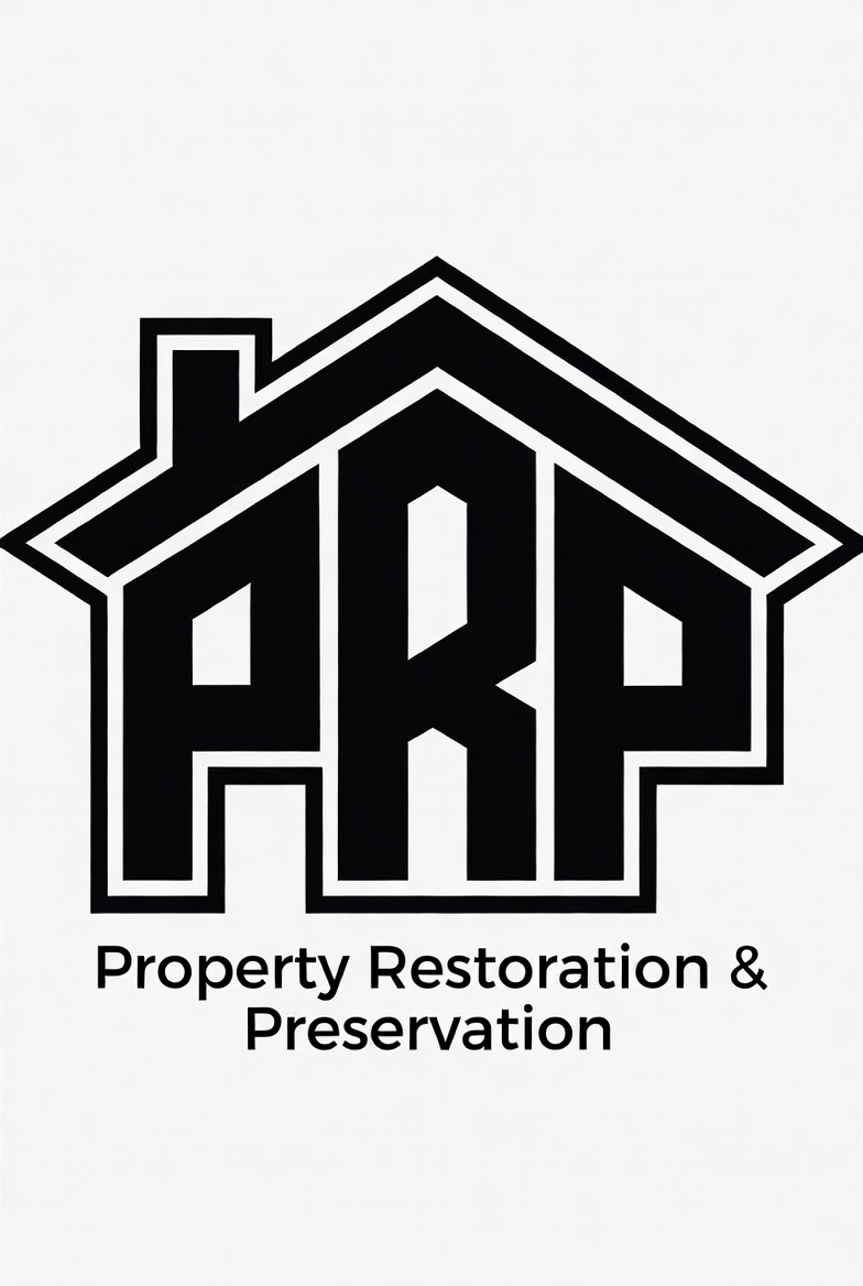 Black logo of a house outline with &ldquo;ARP&rdquo; and the text &ldquo;Property Restoration & Preservation&rdquo; underneath