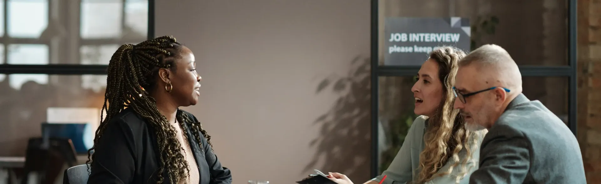 Woman Introducing Herself at Job Interview