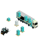 Forklift Loading Storage Boxes Icon
