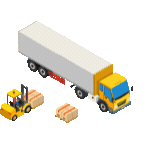 Yellow Truck Loading Boxes Icon