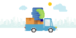 Blue Truck Carrying Boxes Icon