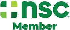 NSC Member logo in green with white cross icon