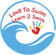 Love To Swim Learn 2 Swim logo with blue wave, red text, and colorful handprint