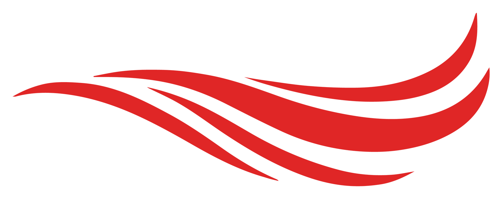 A red and white wave on a white background.