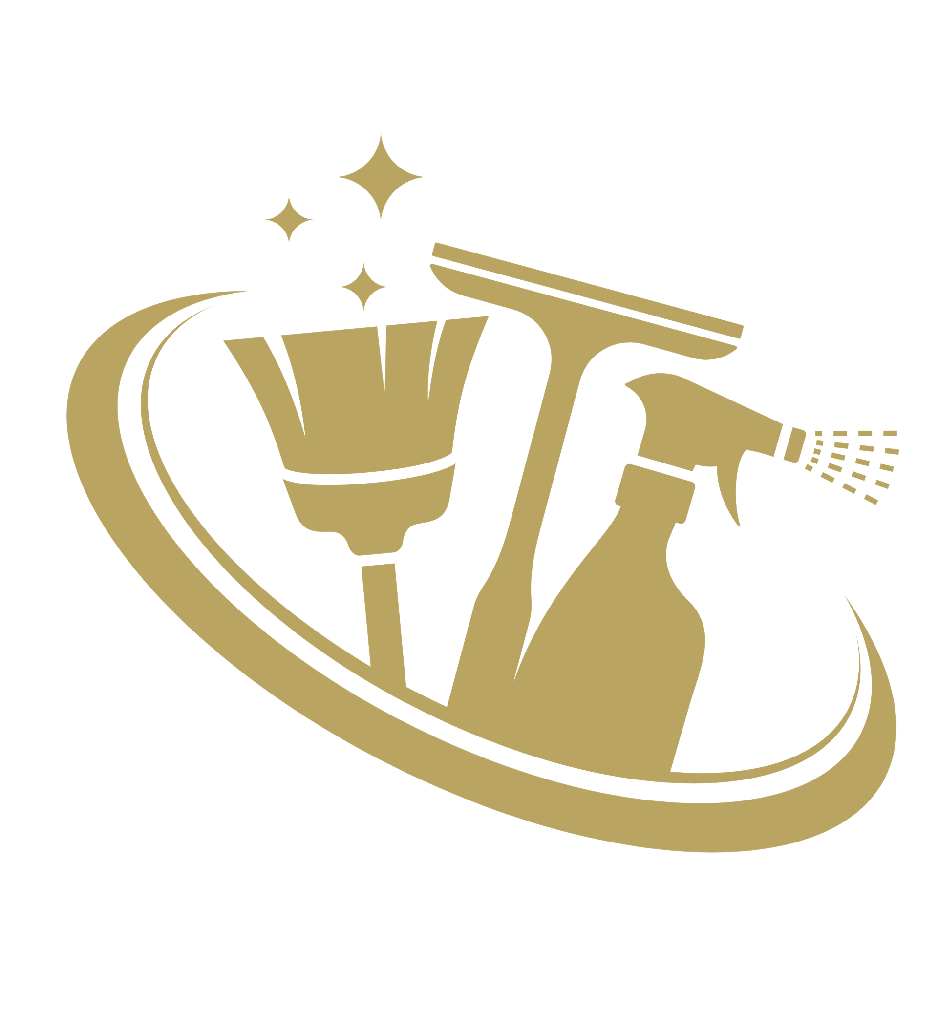 Siivousyrityksen logo suihkepullolla ja harjalla.