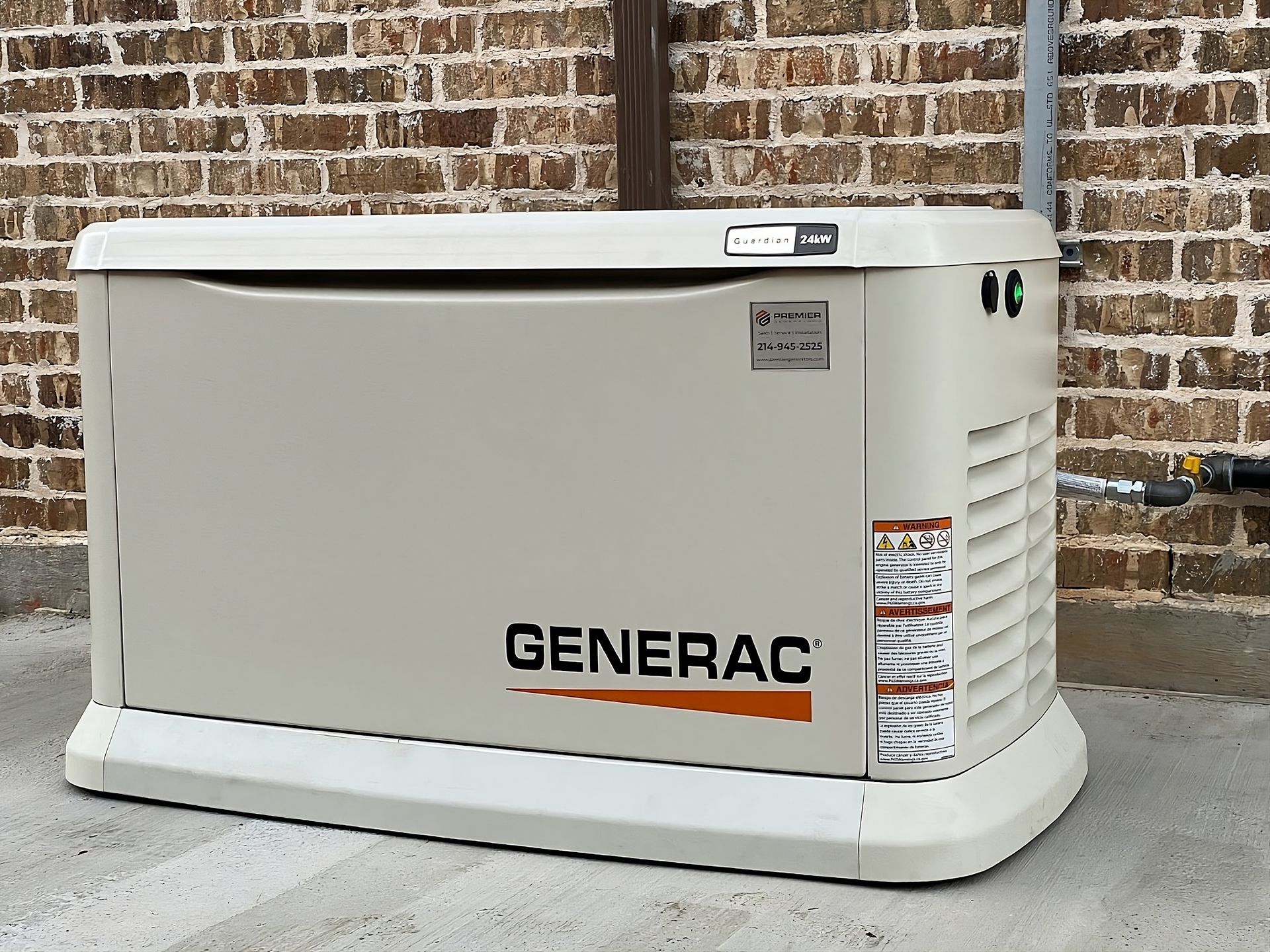 A professionally installed Generac® generator, near Plano, TX, outside of a residential home for trustworthy backup
