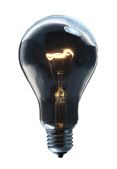 Light Bulb Dark light bulb with a glowing filament on a white background
