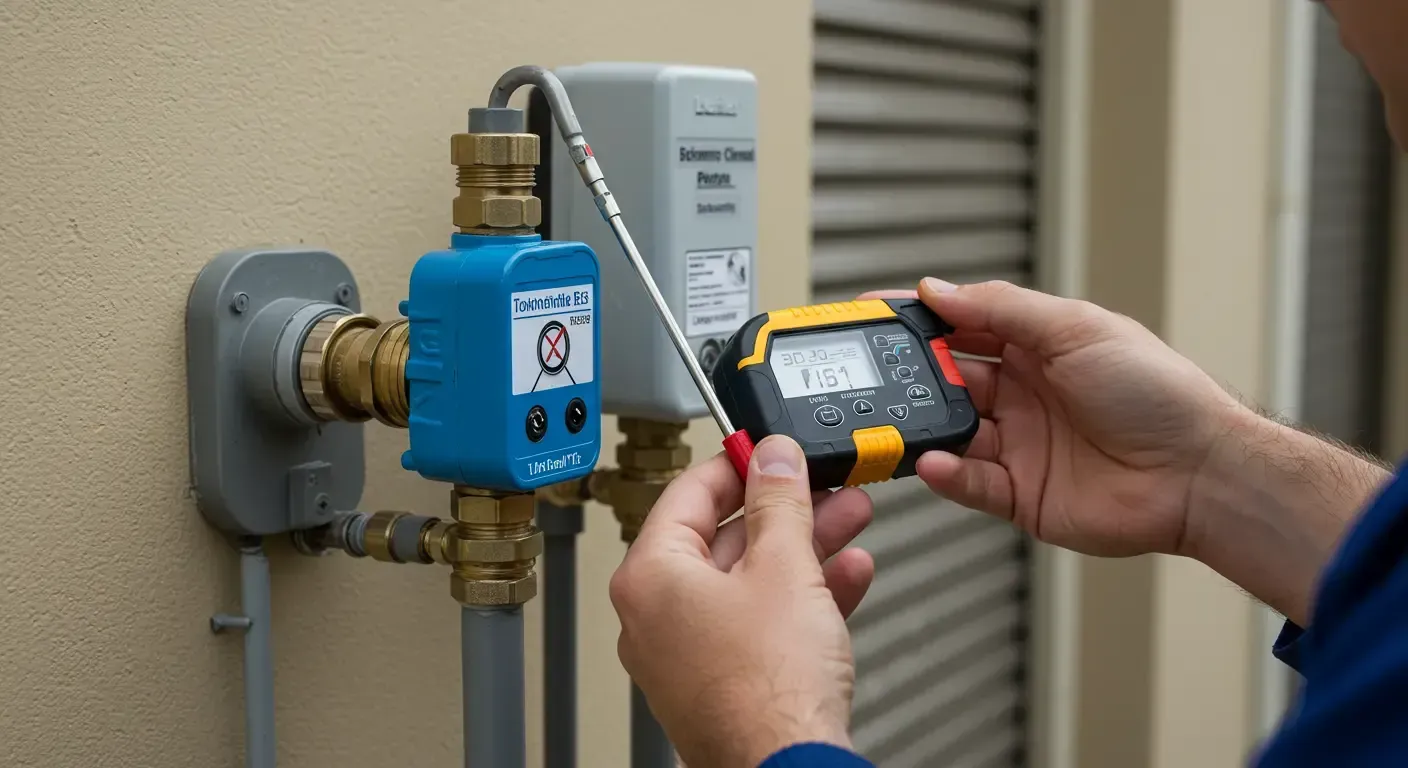 A professional team of plumbers solving plumbing issues on-site.