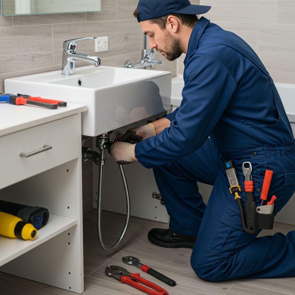 Electrician repairing electrical components with tools.