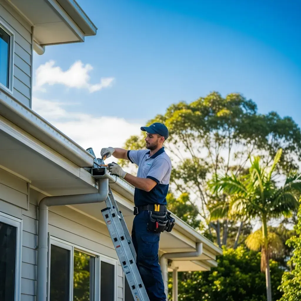 A team of workers engaged in a plumbing service with tools and equipment.