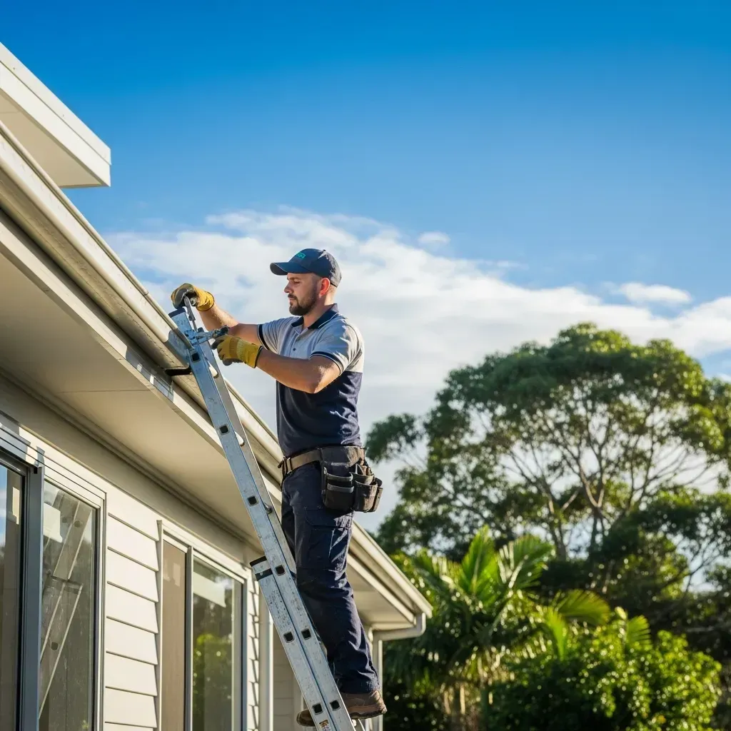 Electrician repairing electrical components with tools.