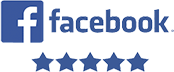 Facebook logo with five blue stars underneath