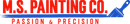 M.S. Painting Co. logo with red text and blue paint roller, tagline “Passion & Precision”
