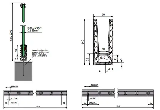 TL-6020 Glass profile 2500mm