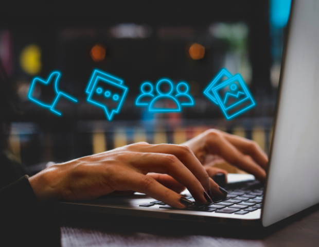 Typing on Laptop for Social Media