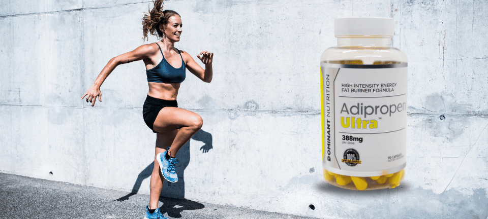 Woman running and Adipropen Ultra
