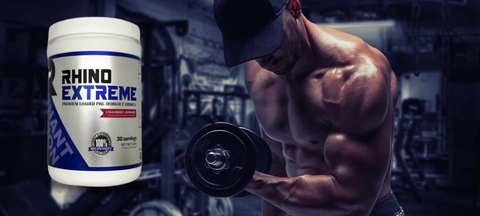 Athlete doing curls next to Rhino Extreme