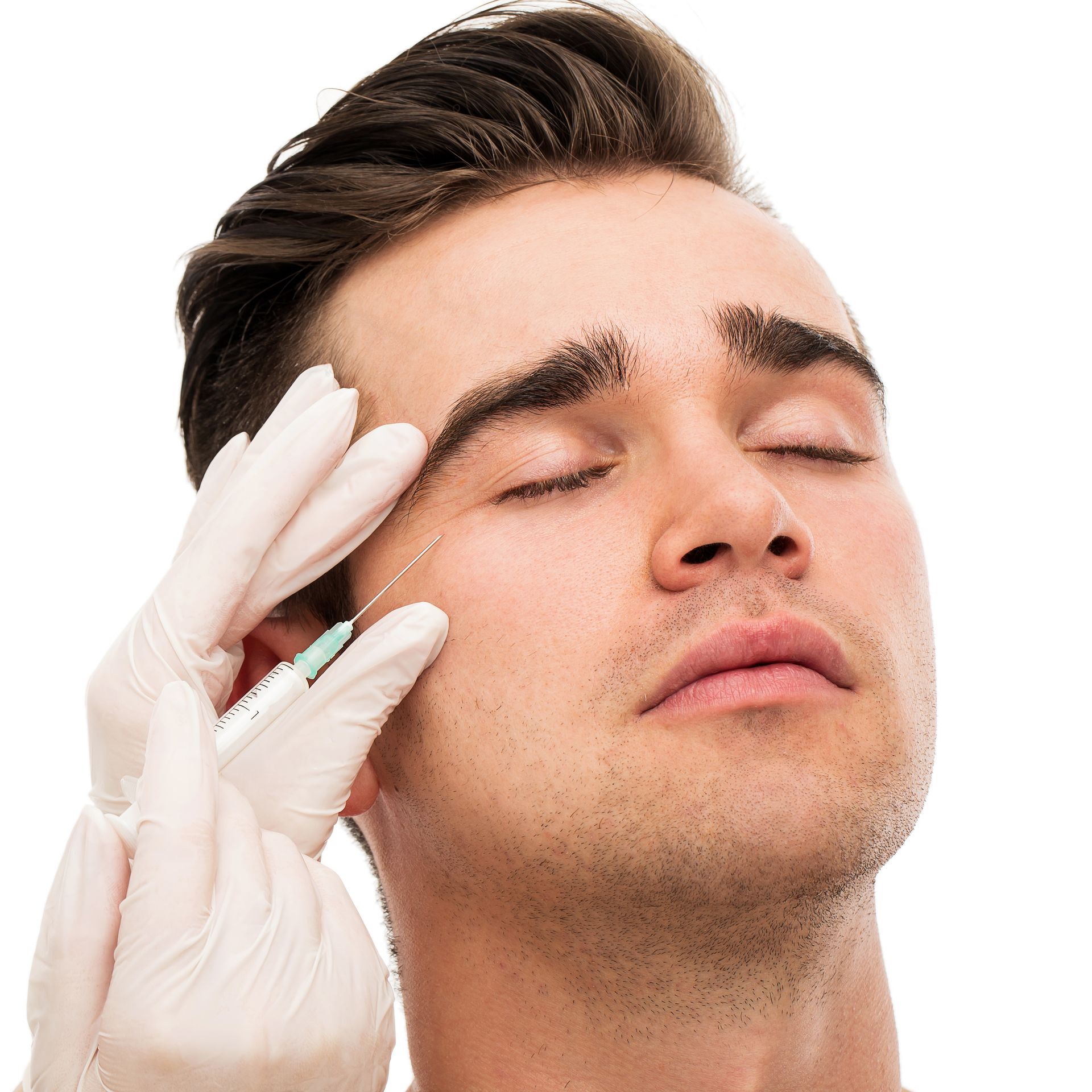 a woman is smiling and touching her face with her hands .