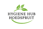 Logo for Hygiene Hub Hoedspruit: Green leaves and swirl around text.