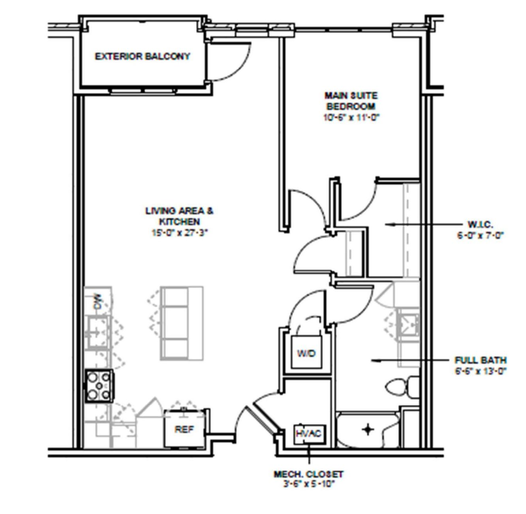 Larsen Orchard Terrace 1 Bed | 1 Bath floor plan, 765-767 sq ft