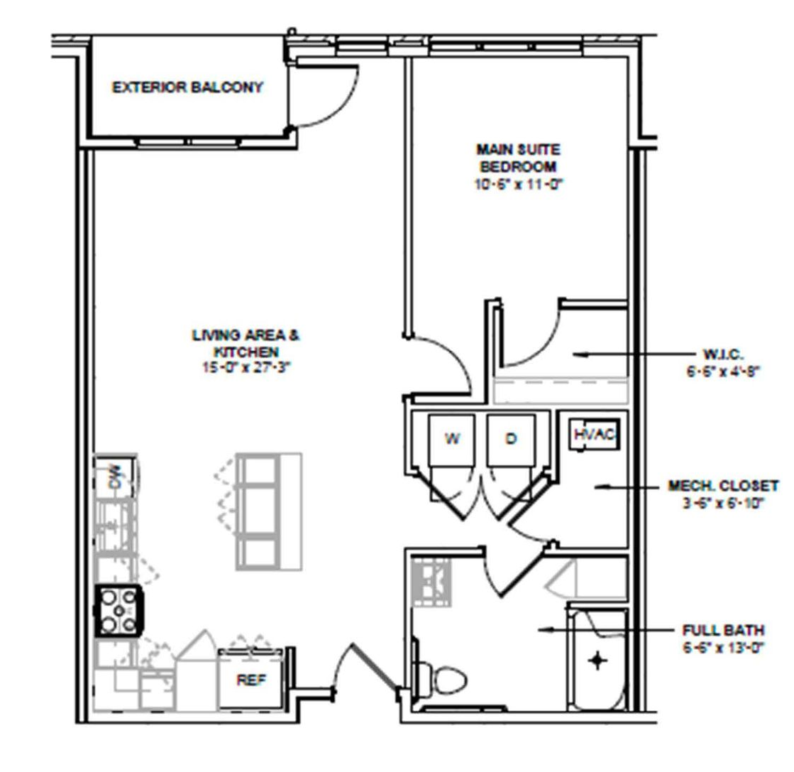 Larsen Orchard Terrace 1 Bed | 1 Bath ADA floor plan, 769 sq ft