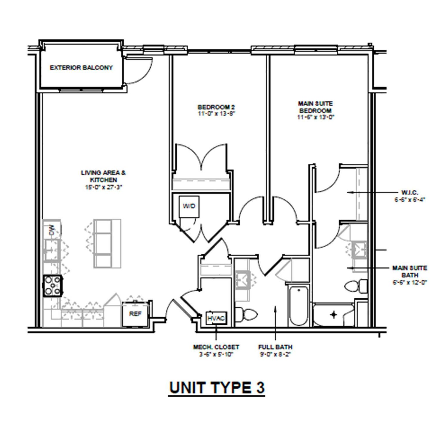 Larsen Orchard Terrace 2 Bed | 2 Bath floor plan, 1,150 - 1,161 sq ft