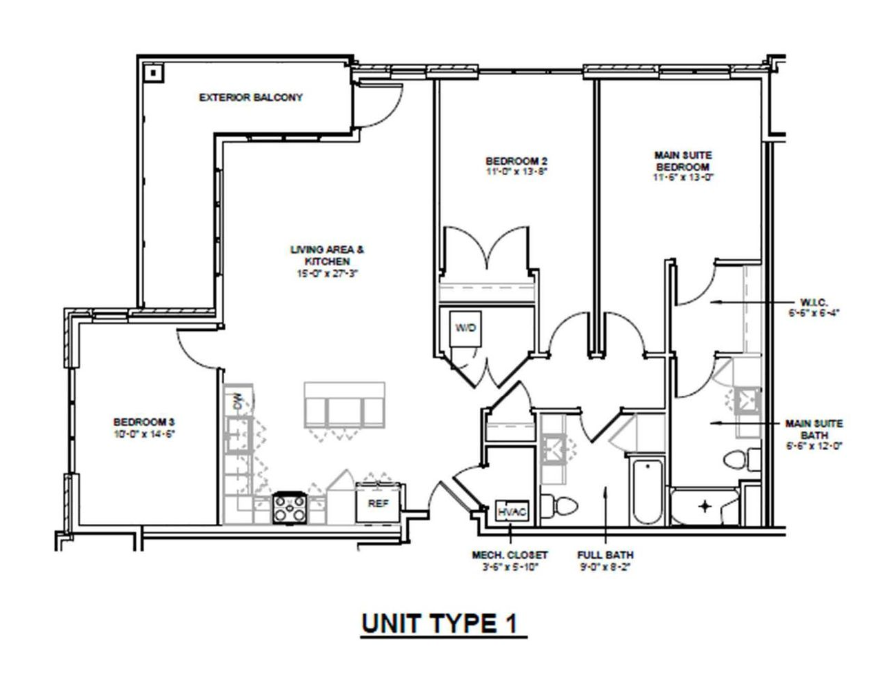 Larsen Orchard Terrace 3 Bed | 2 Bath floor plan, 1,299 sq ft
