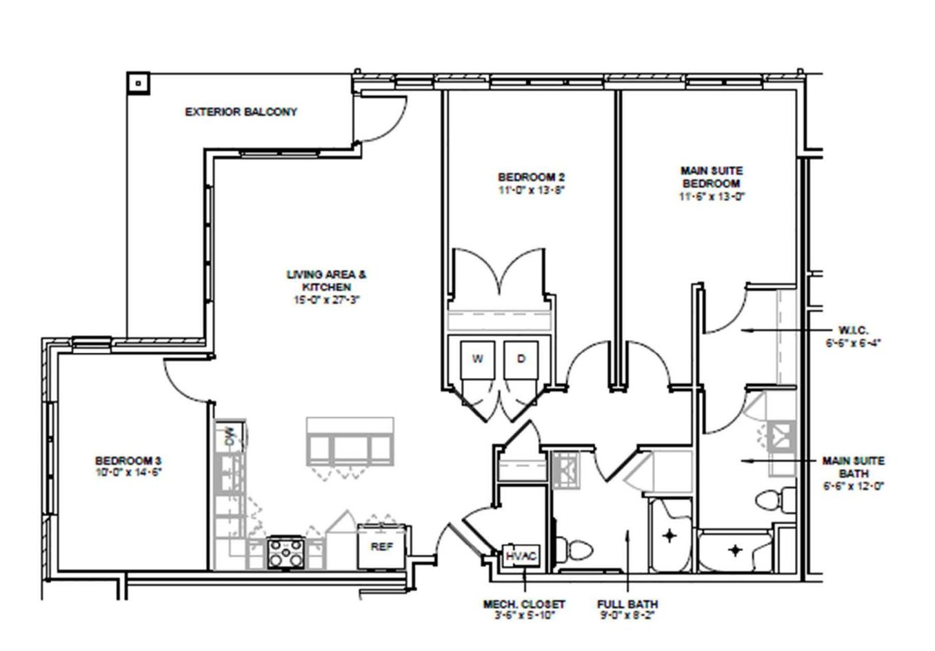 Larsen Orchard Terrace 3 Bed | 2 Bath ADA floor plan, 1,299 sq ft
