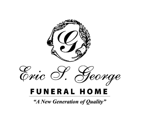 Eric S. George Funeral Home logo with decorative “G” monogram and tagline “A New Generation of Quality”
