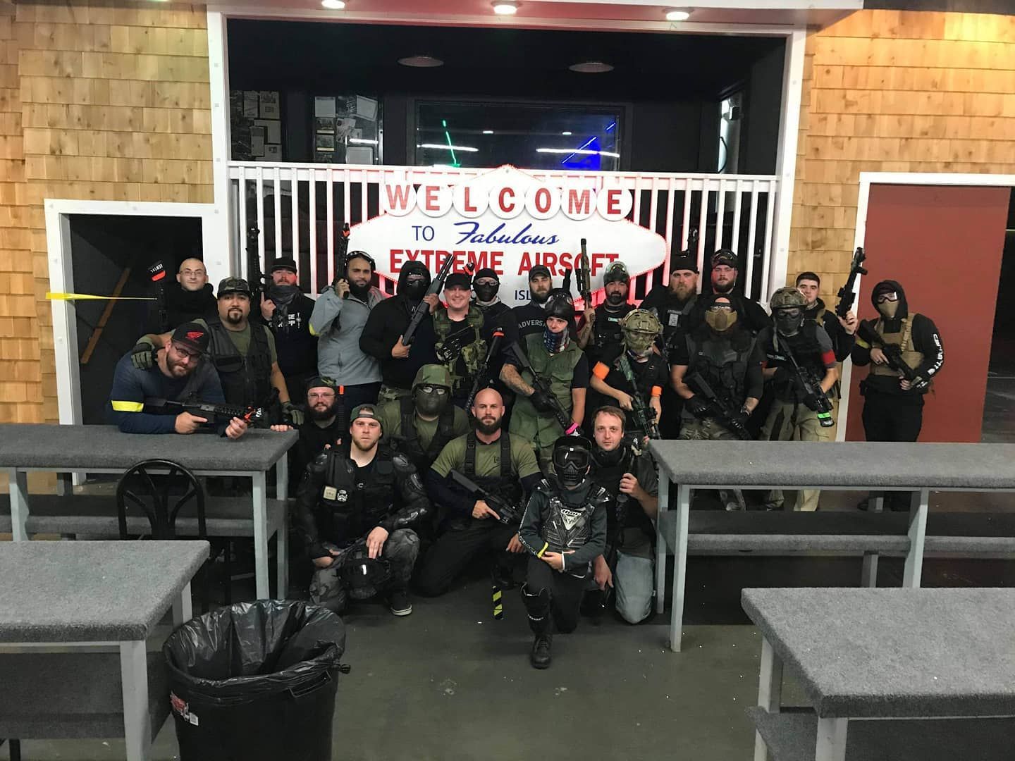 Group of people with airsoft guns at 
