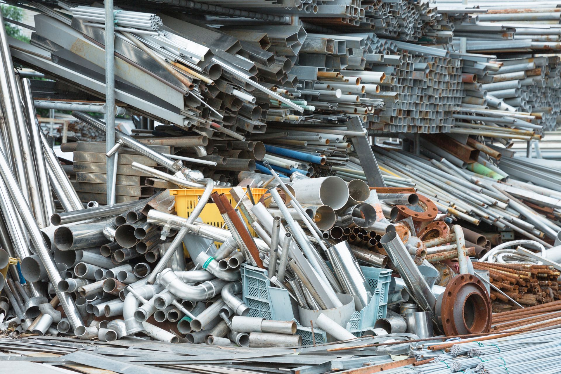 Different types of steel piled up.