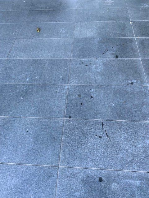 A Close Up of a Tiled Floor With Black Spots on It — The Tile & Stone Specialists in Peregian Beach, QLD
