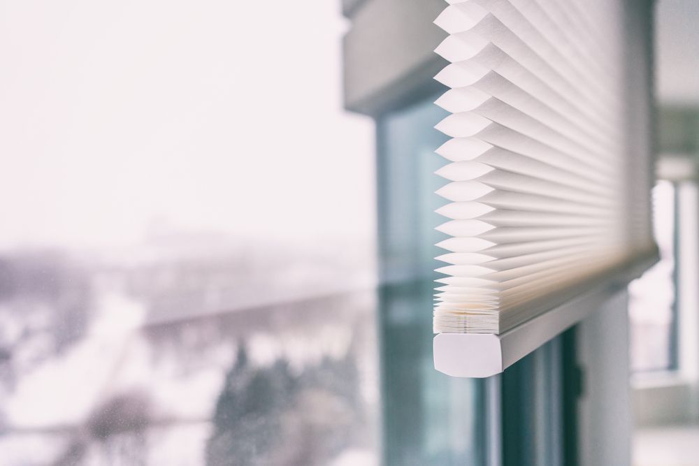White Pleated Motorised Window Blinds Partially Lowered — GV Blinds in Echuca, VIC