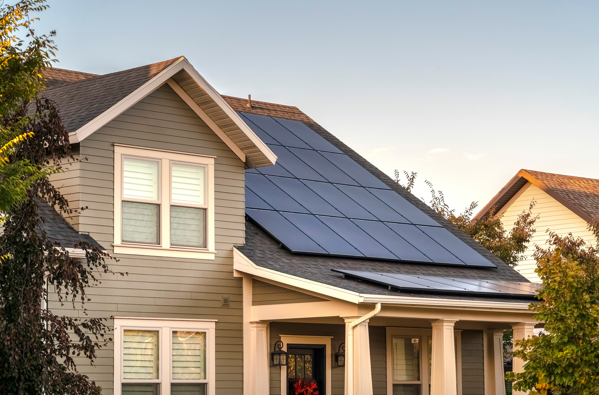 A house with solar panels on the roof.